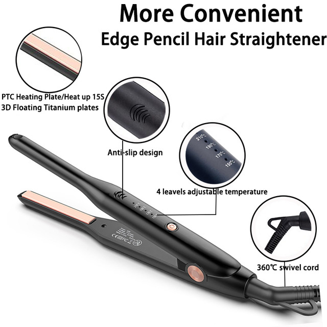 Mini Hair Straightener for Short Hair Protable Mini Flat Iron and Curler  Thin Titanium Edge Flat Iron 3/10 inch - AliExpress